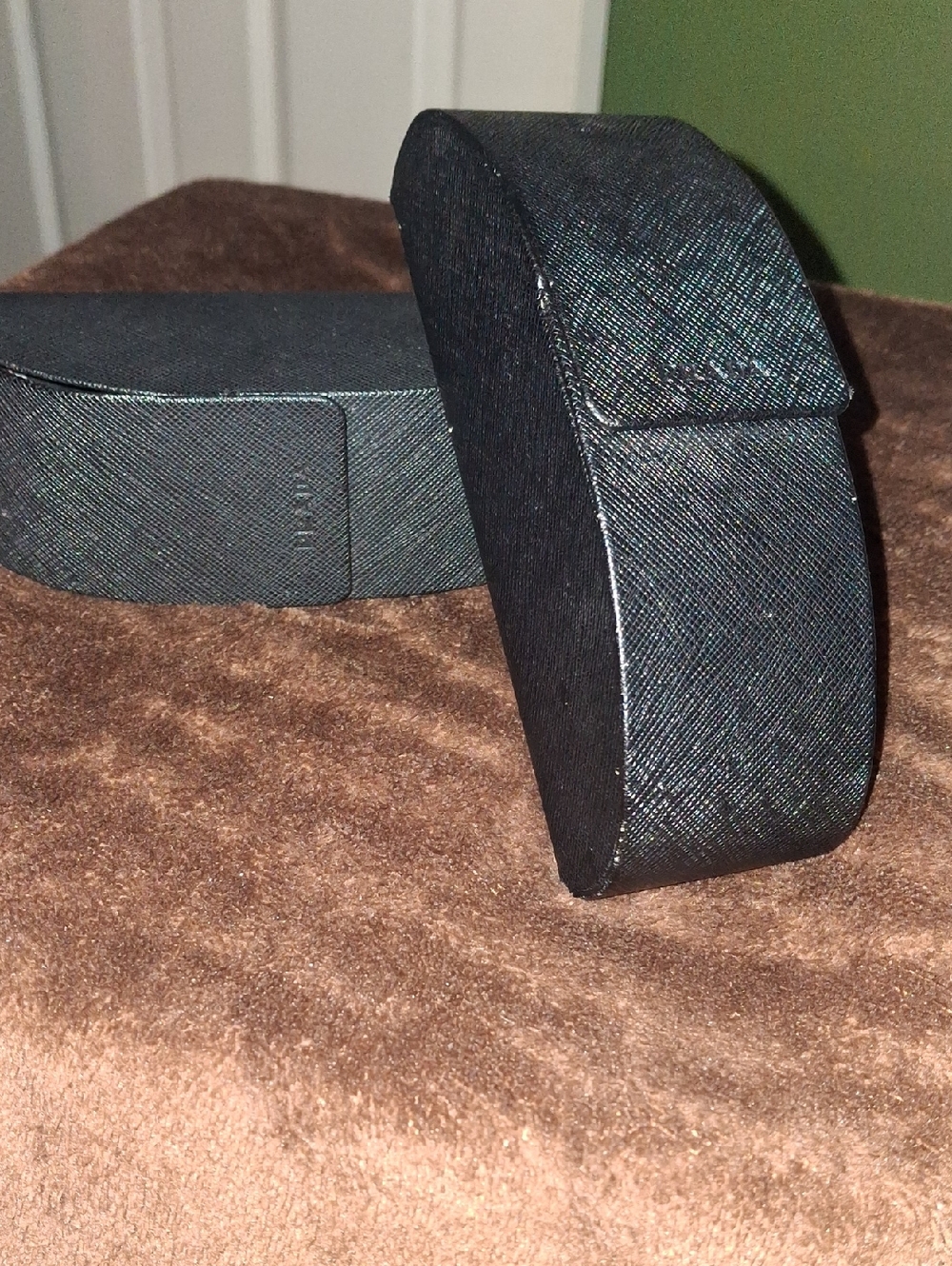 Prada Black Leather Sunglass Sleeve with Silver Logo Accent
